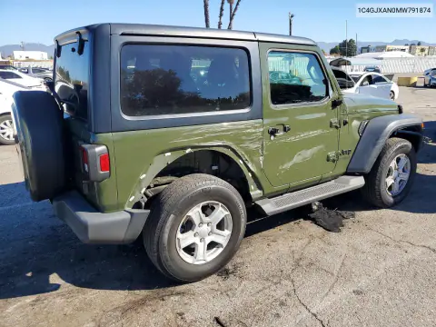 2021 Jeep Wrangler Sport VIN 1C4GJXAN0MW791874 фото 3