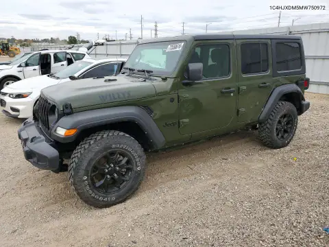 1C4HJXDM5MW750972 — 2021 Jeep Wrangler, Сторона, фото до ремонта