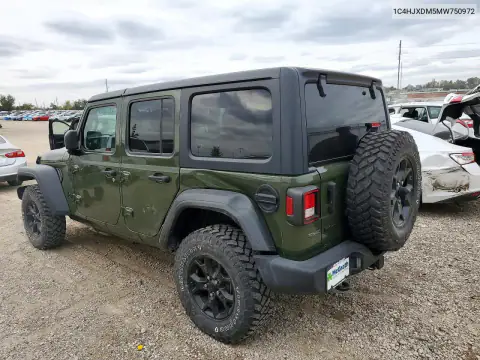 1C4HJXDM5MW750972 — 2021 Jeep Wrangler, фото 2 с аукциона Copart, Сторона
