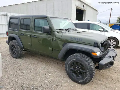 1C4HJXDM5MW750972 — 2021 Jeep Wrangler, фото 4 с аукциона Copart, Сторона