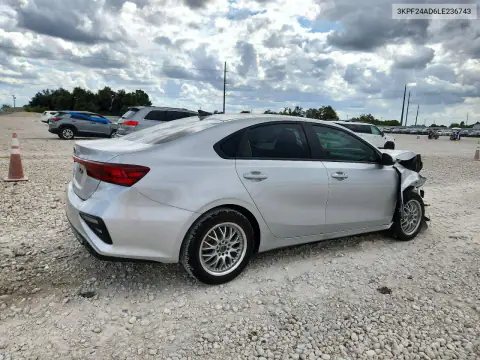 3KPF24AD6LE236743 — 2020 Kia Forte, фото 3 с аукциона Copart, Передняя часть