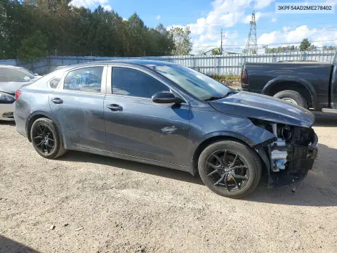 3KPF54AD2ME278402 — 2021 Kia Forte, фото 4 с аукциона Copart, Передняя часть