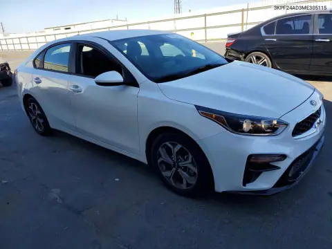 3KPF24AD3ME305115 — 2021 Kia Forte, фото 4 с аукциона Copart, Боковая часть