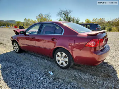 KNAGE123485221190 — 2008 Kia Optima, фото 2 с аукциона Copart, Передняя часть