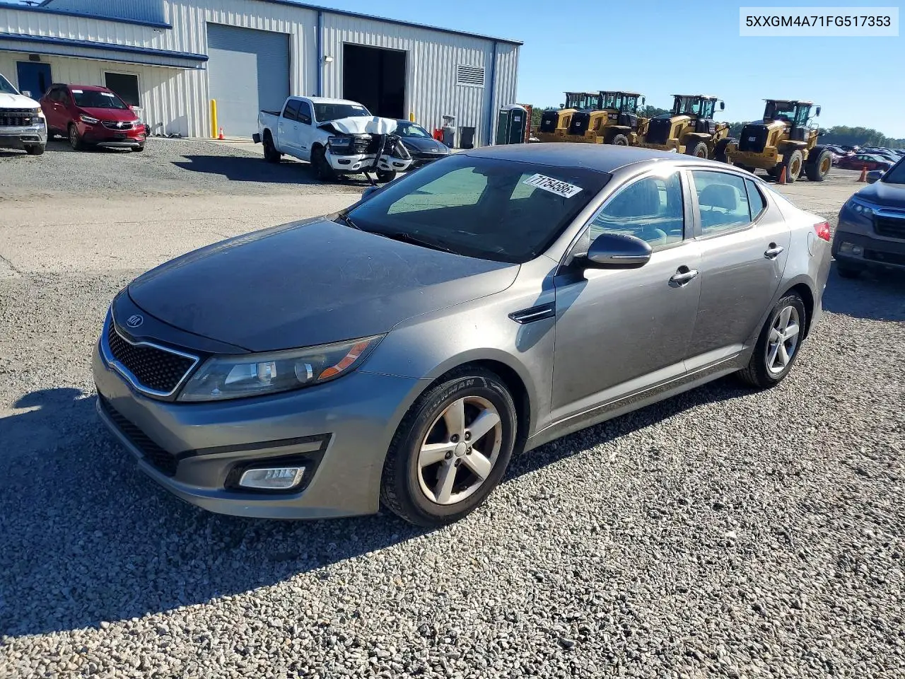 5XXGM4A71FG517353 Kia Optima 2015 — повреждение Задняя часть, фото до ремонта