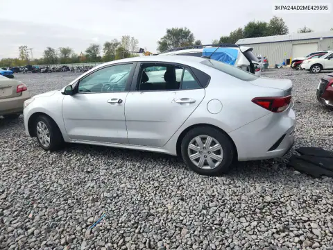 3KPA24AD2ME429595 — 2021 Kia Rio, фото 2 с аукциона Copart, Боковая часть