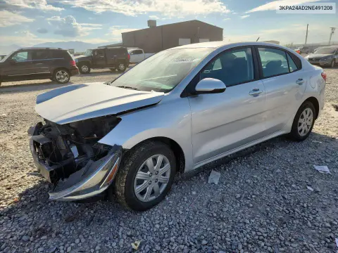 3KPA24AD2NE491208 — 2022 Kia Rio, Передняя часть, фото до ремонта