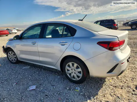 2022 Kia Rio S VIN 3KPA24AD2NE491208 фото 2