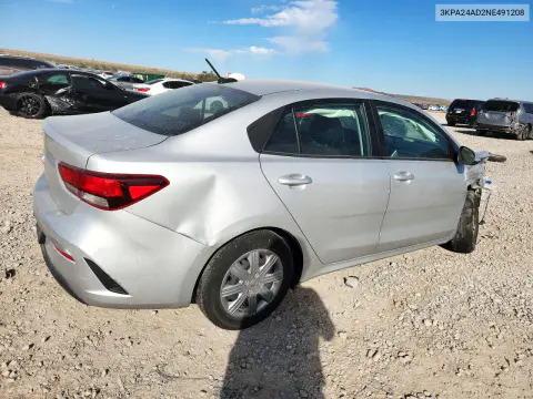 2022 Kia Rio S VIN 3KPA24AD2NE491208 фото 3
