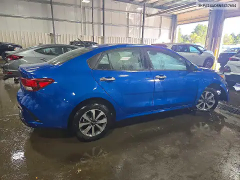 3KPA24AD8NE437654 — 2022 Kia Rio, фото 3 с аукциона Copart, Передняя часть