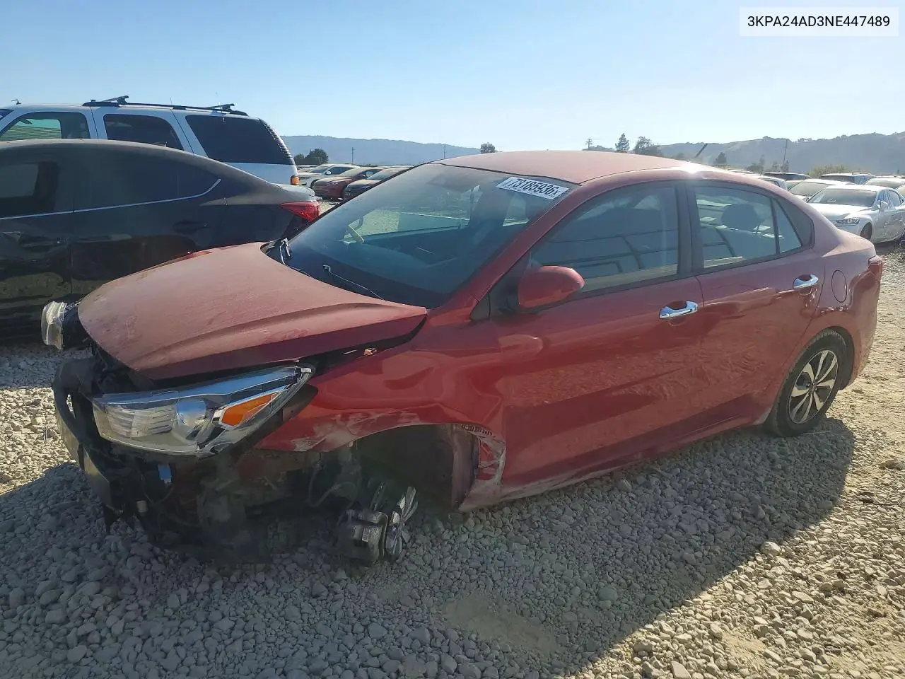 3KPA24AD3NE447489 Kia Rio 2022 — повреждение Передняя часть, фото до ремонта