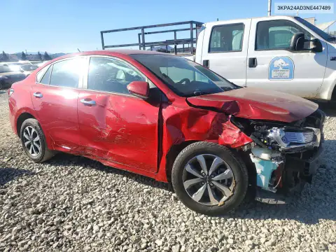 3KPA24AD3NE447489 — 2022 Kia Rio, фото 4 с аукциона Copart, Передняя часть