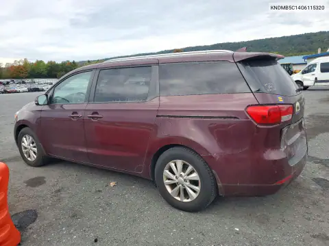 KNDMB5C14G6115320 — 2016 Kia Sedona, фото 2 с аукциона Copart, Передняя часть