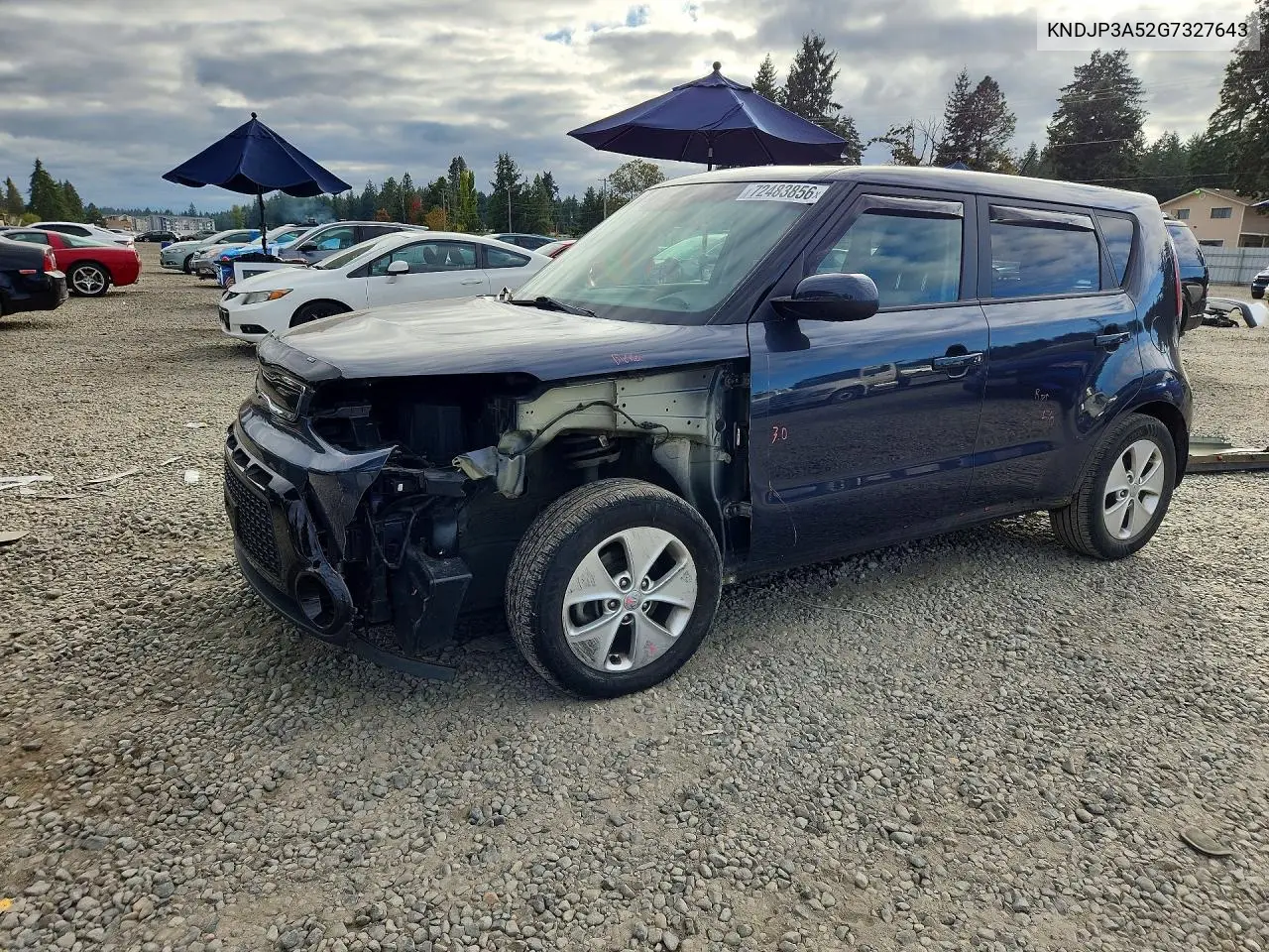 KNDJP3A52G7327643 Kia Soul 2016 — повреждение Передняя часть, фото до ремонта