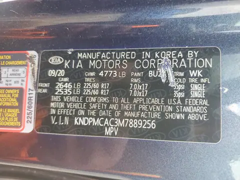 2021 KIA SPORTAGE VIN KNDPMCAC3M7889256 фото 14