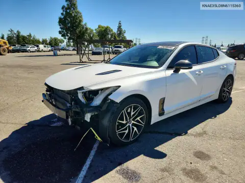 KNAE35LD8N6115360 — 2022 Kia Stinger, Передняя часть, фото до ремонта