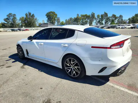 KNAE35LD8N6115360 — 2022 Kia Stinger, фото 2 с аукциона Copart, Передняя часть