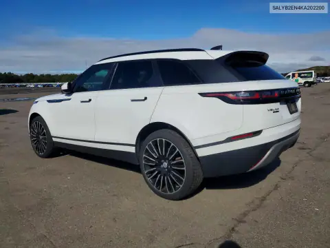 SALYB2EN4KA202200 — 2019 Land Rover Range Rover Velar, фото 2 с аукциона Copart 19.10.2026, Подтопление