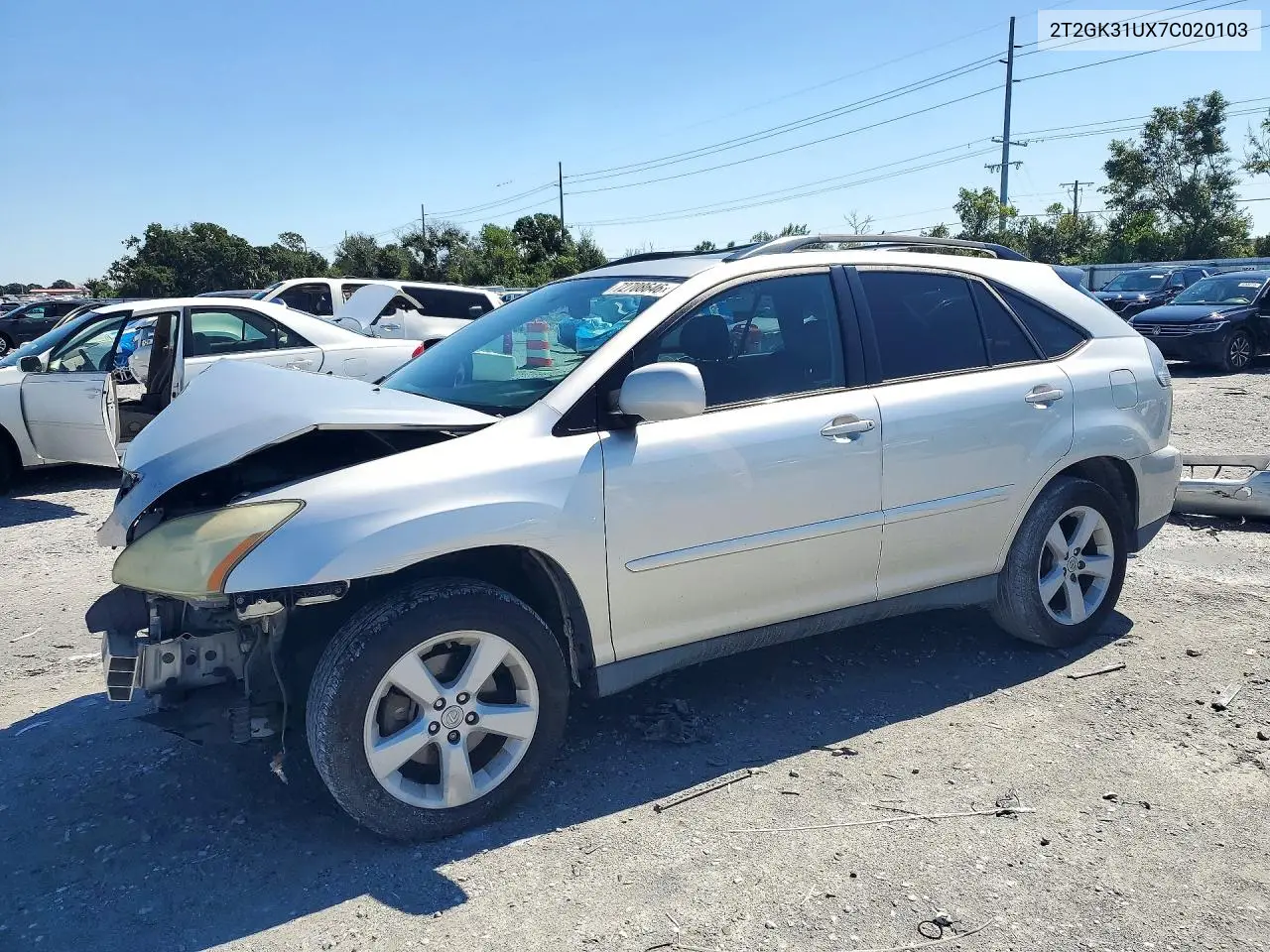 2007 Lexus Rx 350 VIN 2T2GK31UX7C020103 фото 1