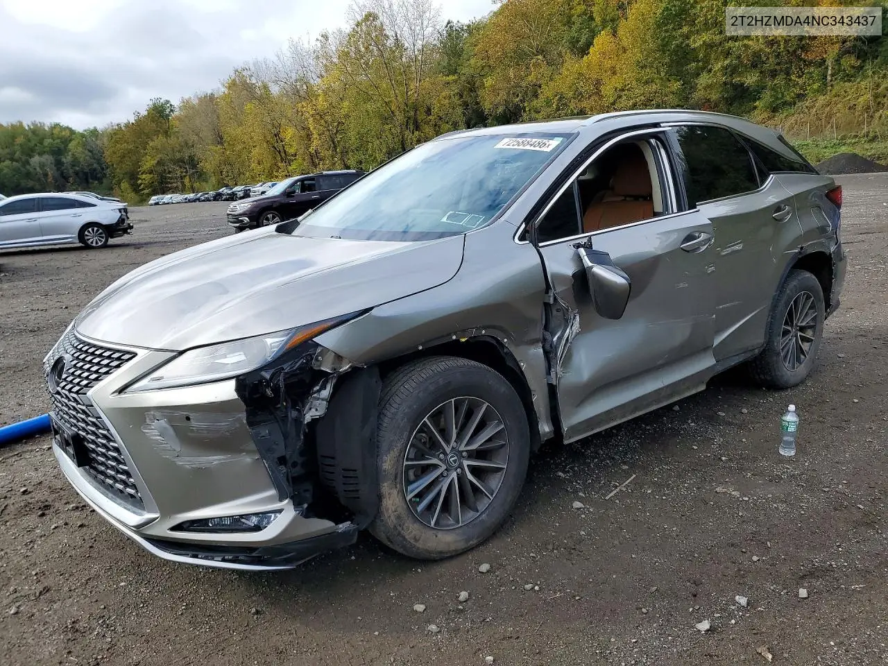 2022 Lexus Rx 350 VIN 2T2HZMDA4NC343437 фото 1