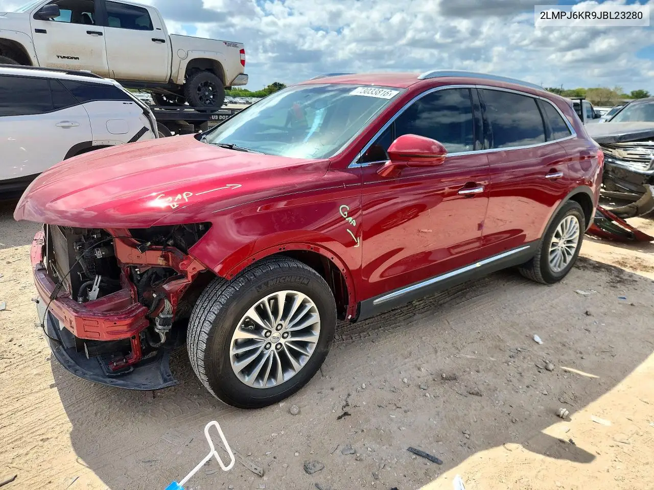 2LMPJ6KR9JBL23280 Lincoln MKX 2018 — повреждение Передняя часть, фото до ремонта