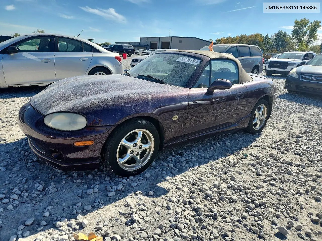 2000 Mazda Mx-5 Miata Base VIN JM1NB3531Y0145886 фото 1