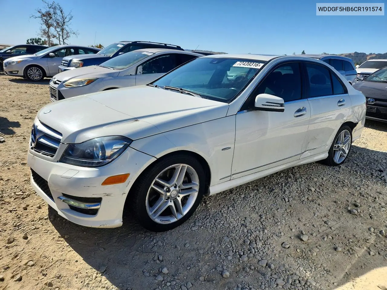 2012 Mercedes-Benz C 350 VIN WDDGF5HB6CR191574 фото 1