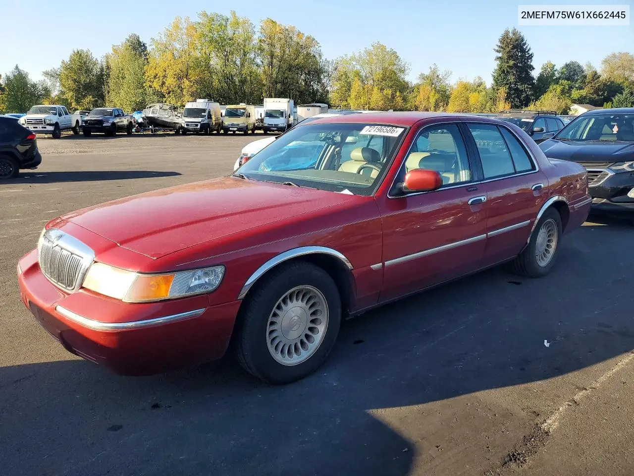 2001 Mercury Grand Marquis Ls VIN 2MEFM75W61X662445 фото 1