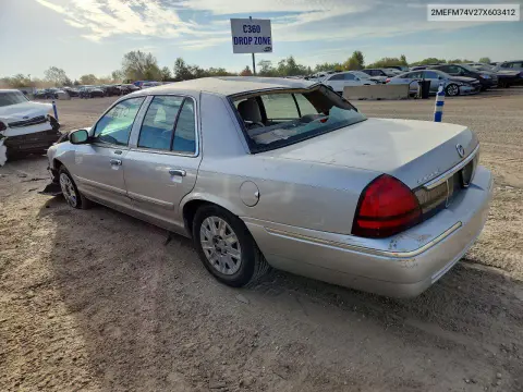 2007 Mercury Grand Marquis Gs VIN 2MEFM74V27X603412 фото 2