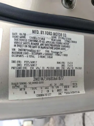 2008 Mercury Grand Marquis Ls VIN 2MEFM75V68X661877 фото 12