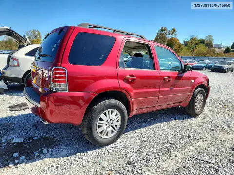 2007 Mercury Mariner Luxury VIN 4M2YU81157KJ15960 фото 3