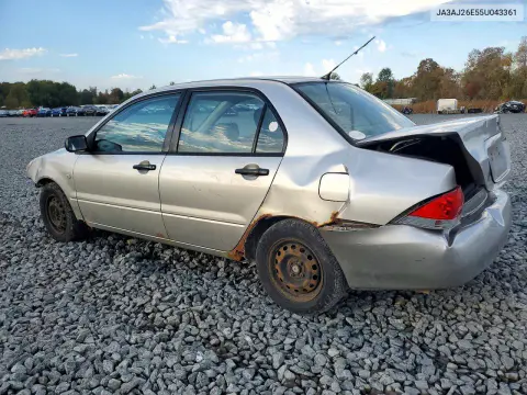 2005 Mitsubishi Lancer Es VIN JA3AJ26E55U043361 фото 2