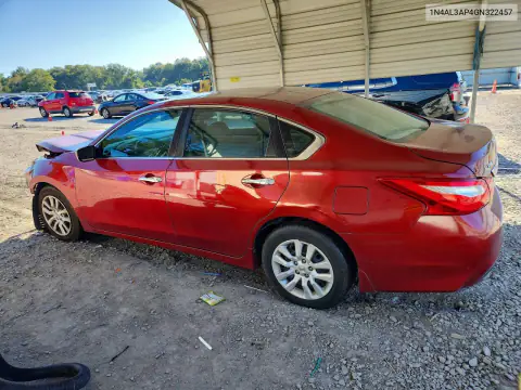 1N4AL3AP4GN322457 — 2016 Nissan Altima, фото 2 с аукциона Copart, Передняя часть