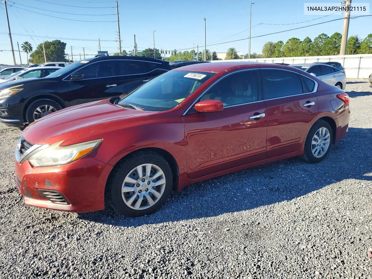 2017 Nissan Altima 2.5 S VIN 1N4AL3AP2HN321115 фото 1