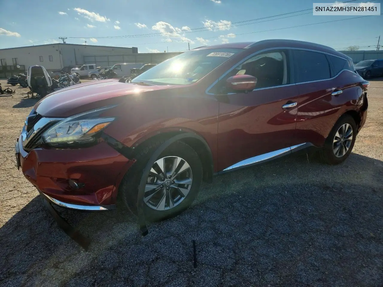 2015 Nissan Murano Sl VIN 5N1AZ2MH3FN281451 фото 1