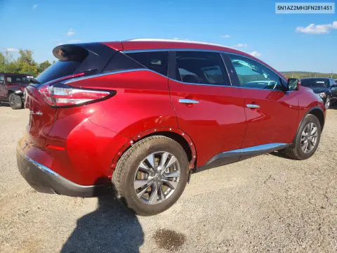 2015 Nissan Murano Sl VIN 5N1AZ2MH3FN281451 фото 3
