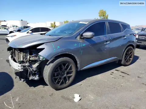 5N1AZ2MH3GN104836 — 2016 Nissan Murano, Передняя часть, фото до ремонта