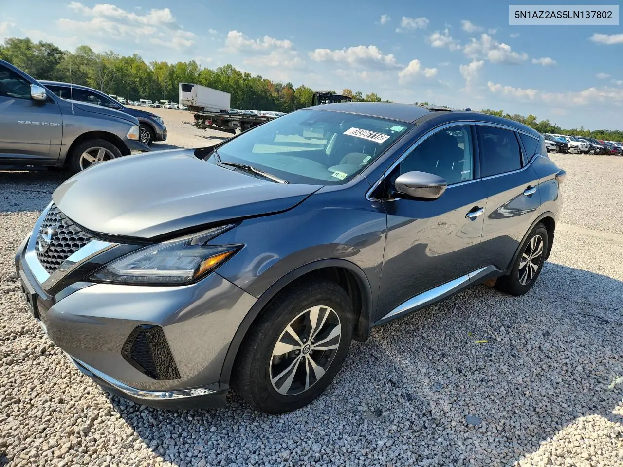 2020 Nissan Murano S VIN 5N1AZ2AS5LN137802 фото 1