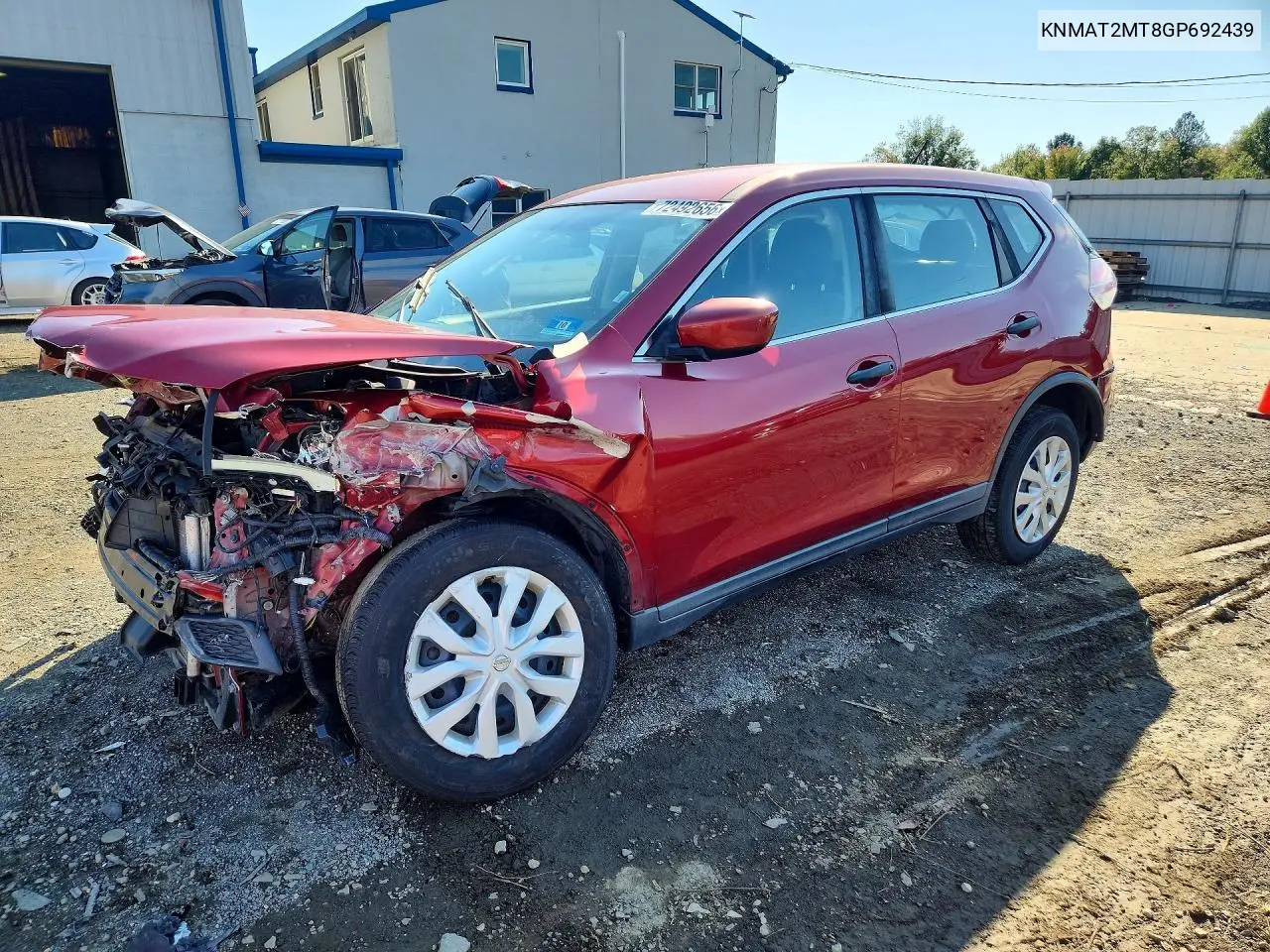 2016 Nissan Rogue S VIN KNMAT2MT8GP692439 фото 1
