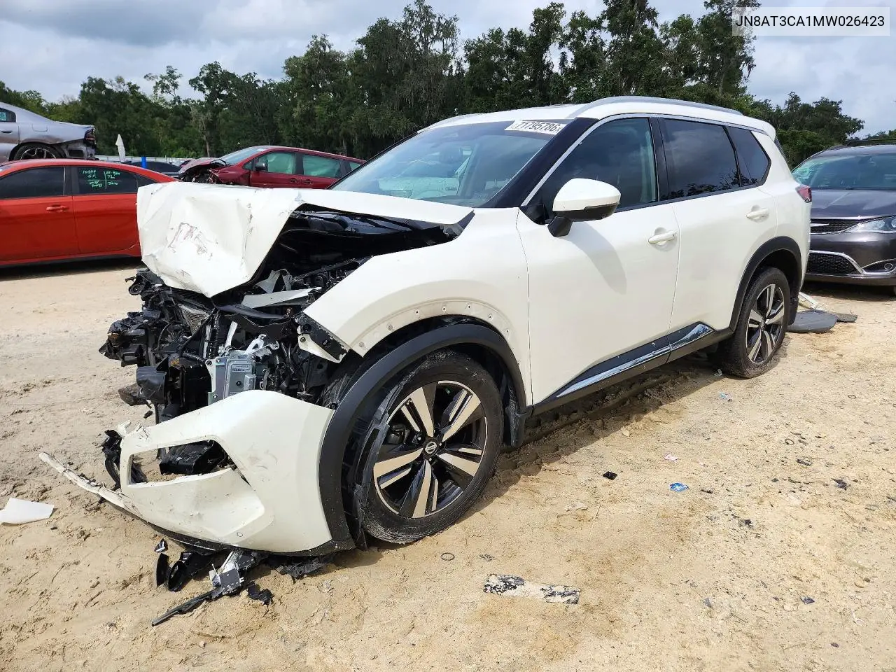 2021 Nissan Rogue Sl VIN JN8AT3CA1MW026423 фото 1