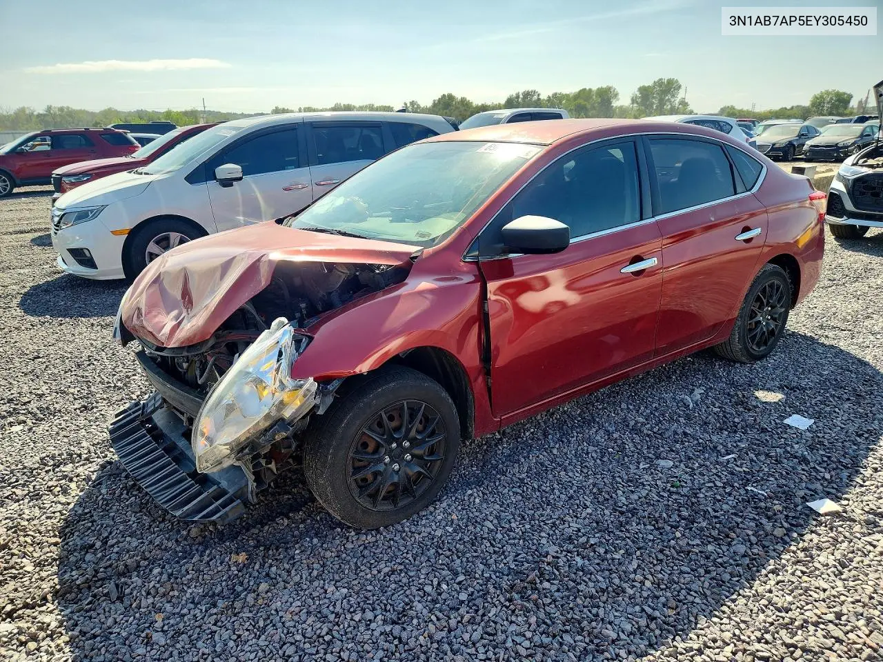 3N1AB7AP5EY305450 Nissan Sentra 2014 — повреждение Передняя часть, фото до ремонта