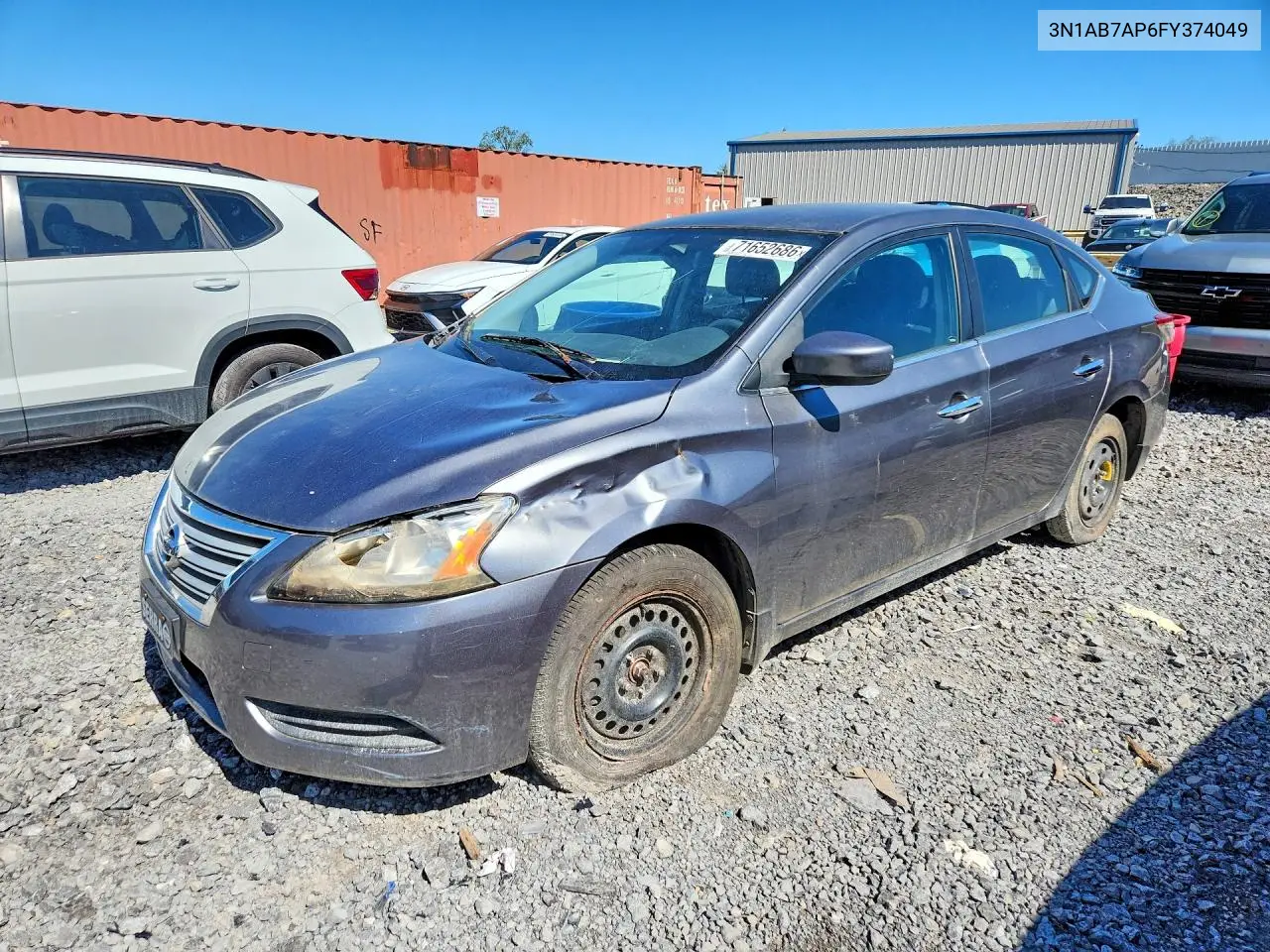 3N1AB7AP6FY374049 Nissan Sentra 2015 — повреждение Передняя часть, фото до ремонта