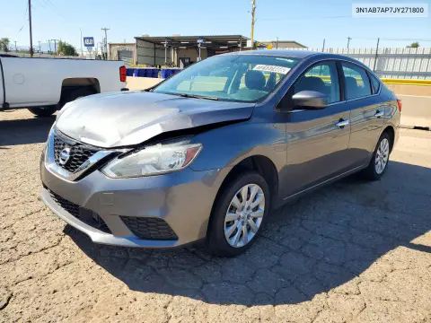 3N1AB7AP7JY271800 — 2018 Nissan Sentra, Передняя часть, фото до ремонта