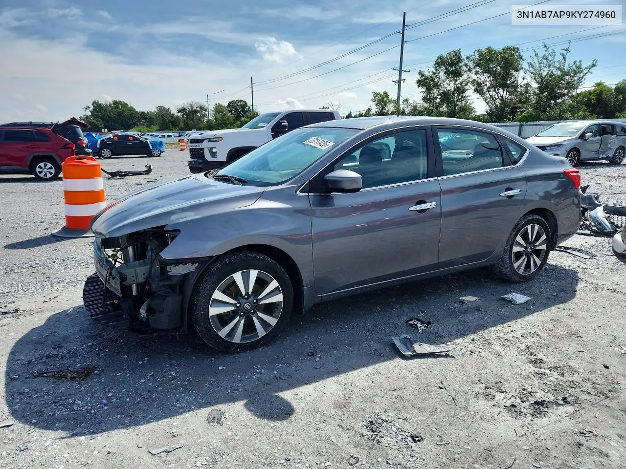 2019 Nissan Sentra Sv VIN 3N1AB7AP9KY274960 фото 1
