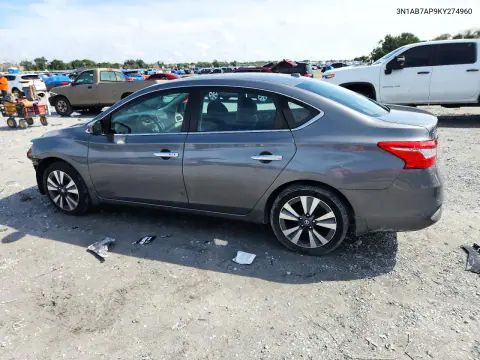 2019 Nissan Sentra Sv VIN 3N1AB7AP9KY274960 фото 2