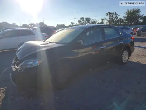 3N1AB7AP1KY209634 — 2019 Nissan Sentra, Передняя часть, фото до ремонта