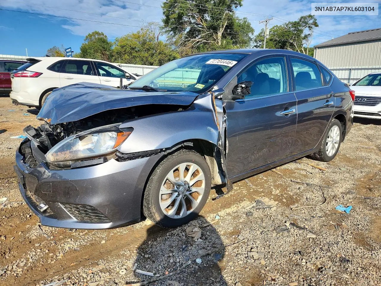 2019 Nissan Sentra Sv VIN 3N1AB7AP7KL603104 фото 1
