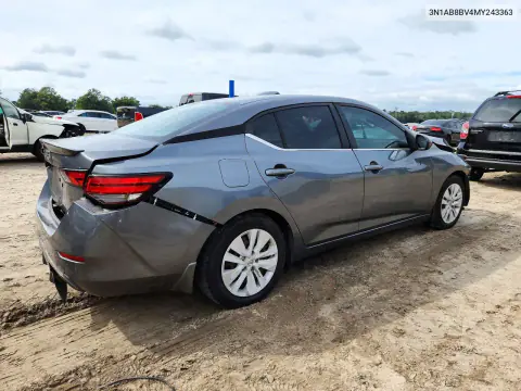 2021 Nissan Sentra S VIN 3N1AB8BV4MY243363 фото 3