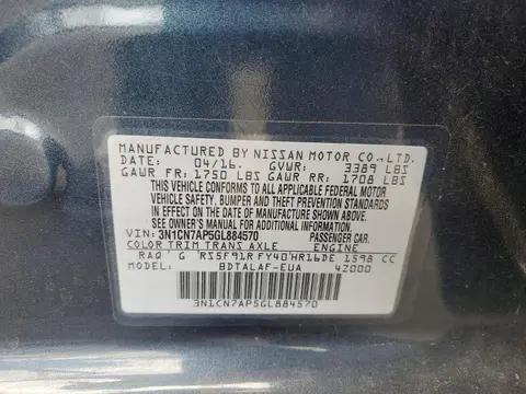 2016 Nissan Versa VIN 3N1CN7AP5GL884570 фото 12