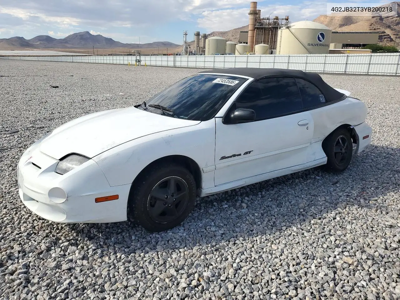 2000 Pontiac Sunfire Gt VIN 4G2JB32T3YB200218 фото 1